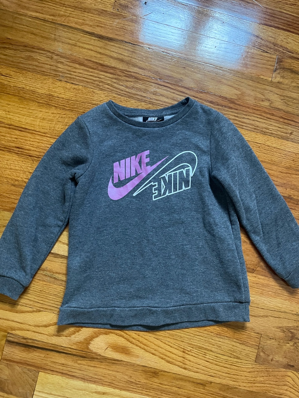 Nike Kids Dark Gray Pullover Sweatshirt with Purple logo